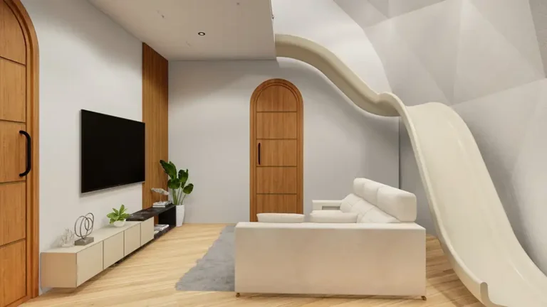 Sala con tobogan horizontal